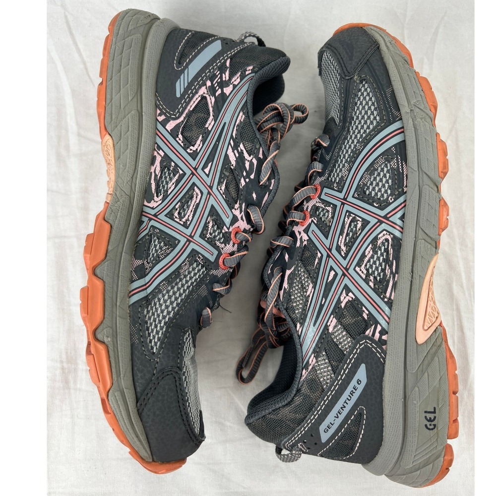 ASICS Gel Venture‎ 6 Trail Running Shoes Women 7.5 Gray Pink Orange Athletic - Picture 8 of 10